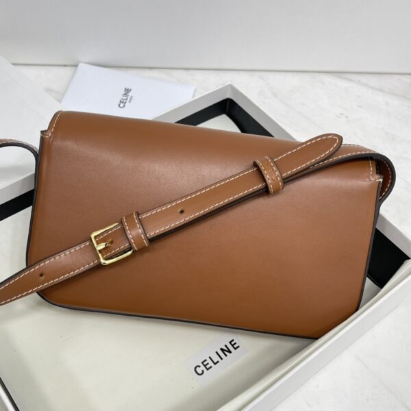 Celine Triomphe Shiny Cow Leather Shoulder Bag - Brown 27739 - Image 4