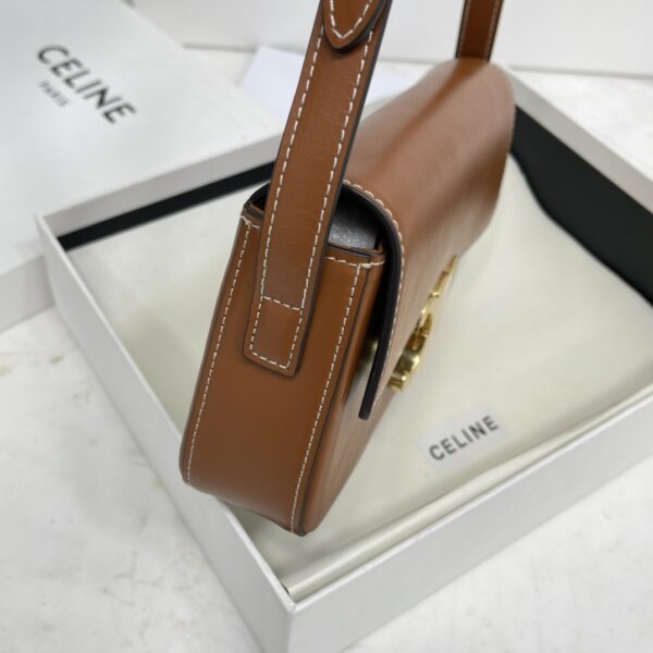 Celine Triomphe Shiny Cow Leather Shoulder Bag - Brown 27739 - Image 5