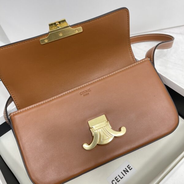 Celine Triomphe Shiny Cow Leather Shoulder Bag - Brown 27739 - Image 3