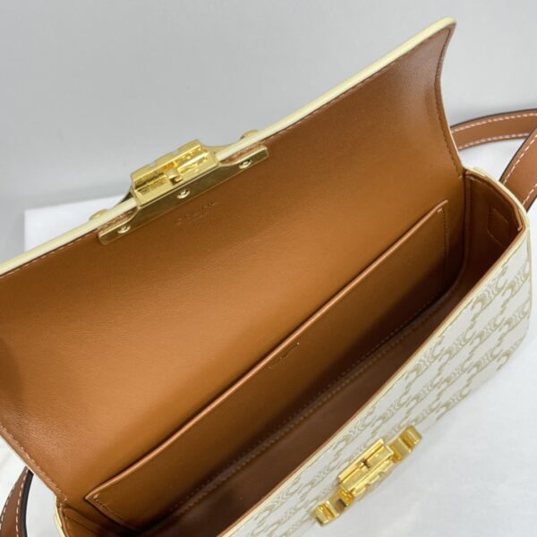 Celine Triomphe Shiny Cow Leather Shoulder Bag - White 28923 - Image 2