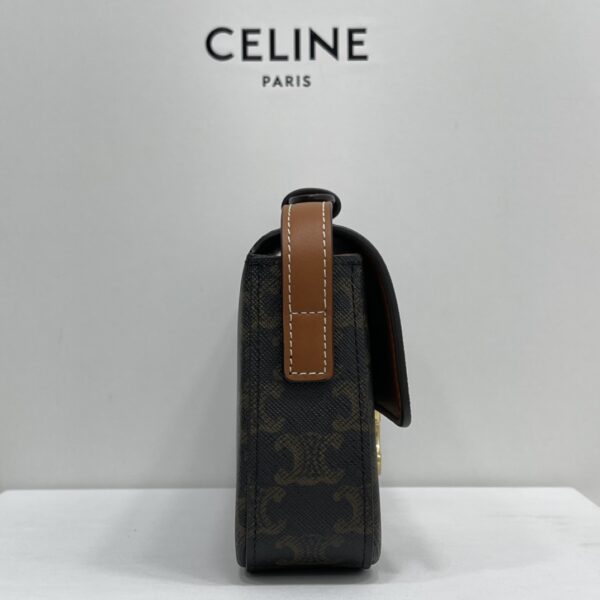 Celine Triomphe Shiny Cow Leather Shoulder Bag - Black 59333 - Image 5