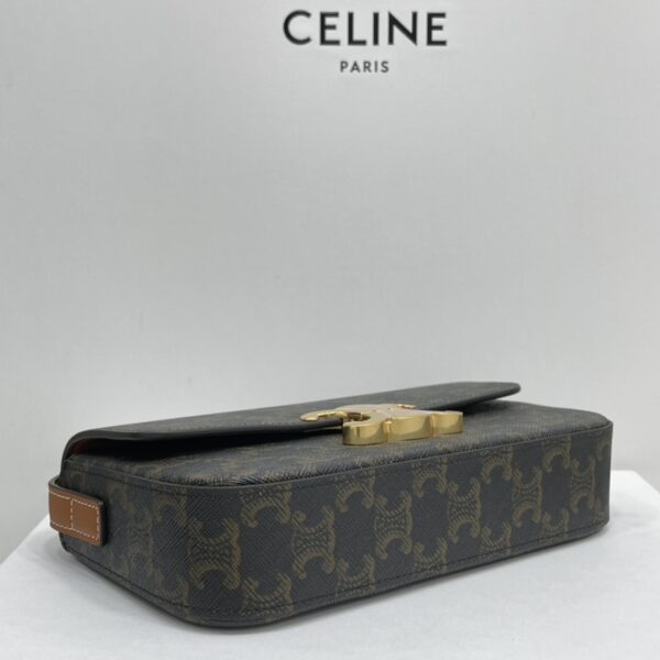 Celine Triomphe Shiny Cow Leather Shoulder Bag - Black 59333 - Image 3