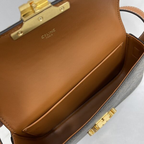 Celine Triomphe Shiny Cow Leather Shoulder Bag - Black 59333 - Image 2