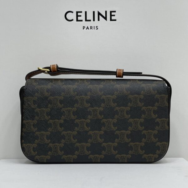 Celine Triomphe Shiny Cow Leather Shoulder Bag - Black 59333 - Image 4