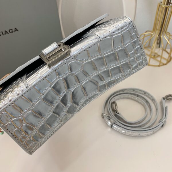 Balenciaga Crocodile Small Hourglass Bag - Silver 29595 - Image 5