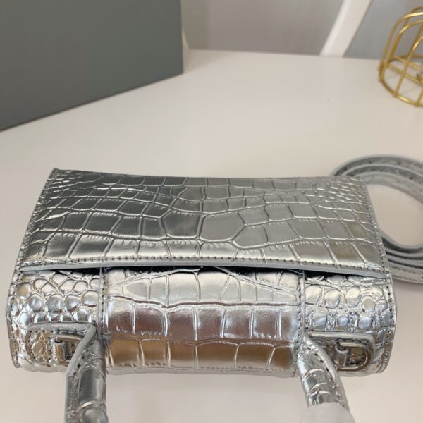 Balenciaga Crocodile Small Hourglass Bag - Silver 29595 - Image 2