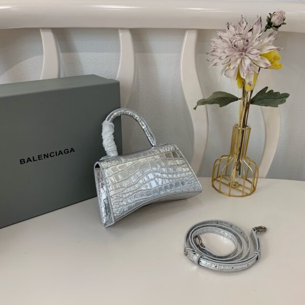 Balenciaga Crocodile Small Hourglass Bag - Silver 29595 - Image 3