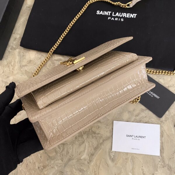 YSL Hot Small Crocodile Pattern Shoulder Bag - Caramel 29572 - Image 4