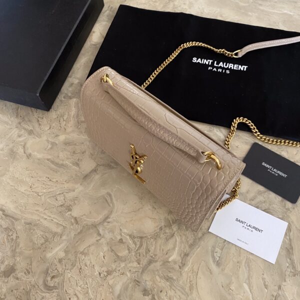 YSL Hot Small Crocodile Pattern Shoulder Bag - Caramel 29572 - Image 3