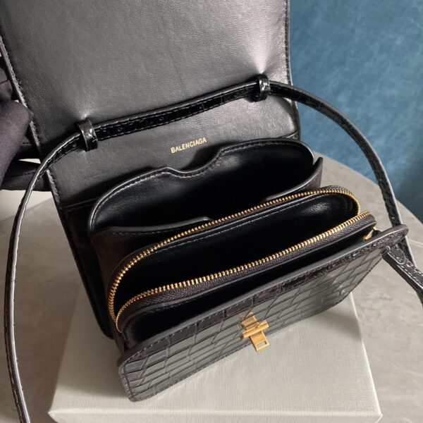 Balenciaga Crocodile Square Box B Bag - Black 38572 - Image 2