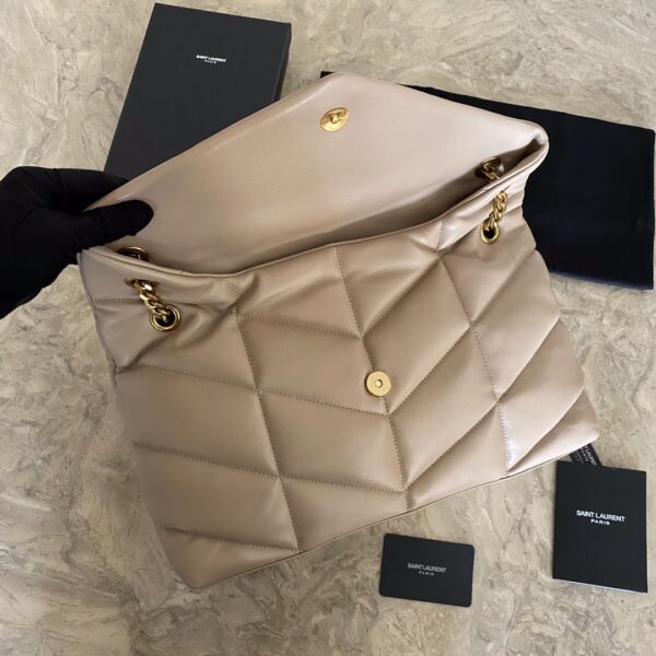 YSL Bi-Fold Back Shoulder Quilted Lambskin Large Bag – Nude Pink 74749 - Image 4