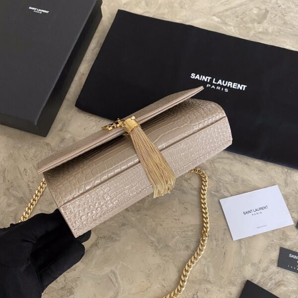 YSL Yves Saint Laurent Mini Crocodile Pattern Tassel Bag – Caramel 67812 - Image 4