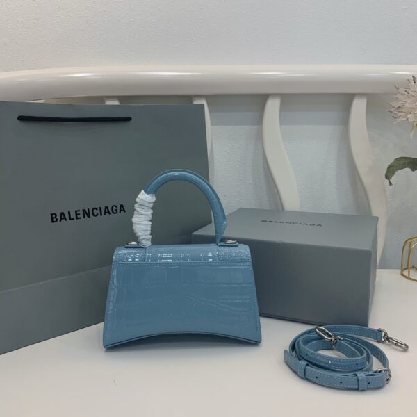 Balenciaga Crocodile Small Hourglass Bag - Sky Blue 37807 - Image 2