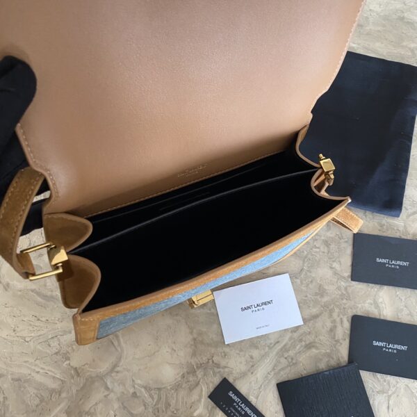 YSL SOLFElNO Suede and Denim Medium Size Handbag - Blue 93840 - Image 2