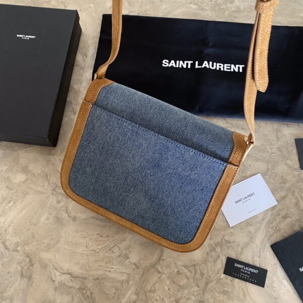 YSL SOLFElNO Suede and Denim Medium Size Handbag - Blue 93840 - Image 3