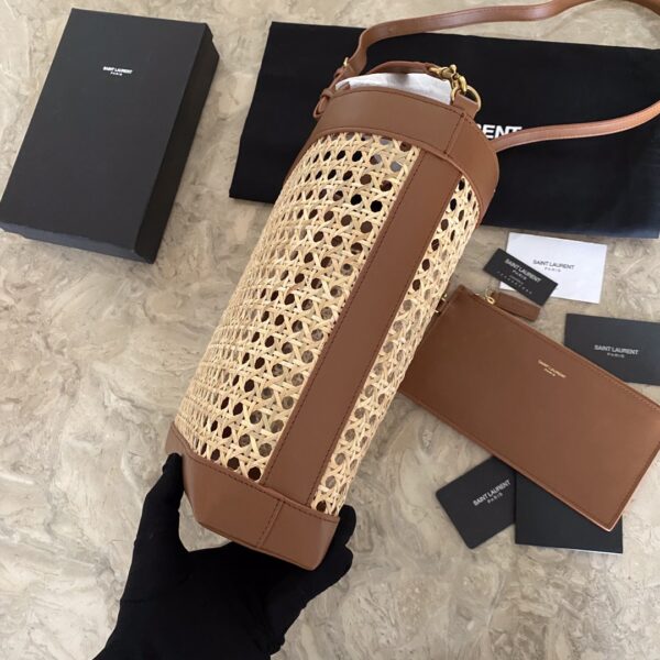 YSL Toy shopping Woven Leather Bamboo Basket Shopping Bag - Brown 16916 - Image 3