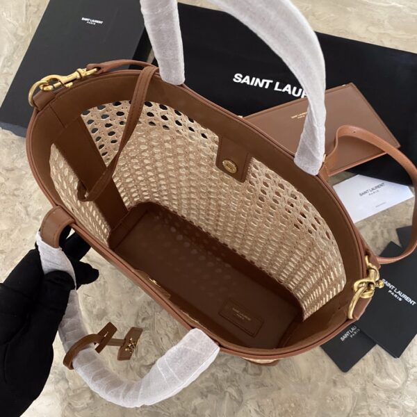 YSL Toy shopping Woven Leather Bamboo Basket Shopping Bag - Brown 16916 - Image 5