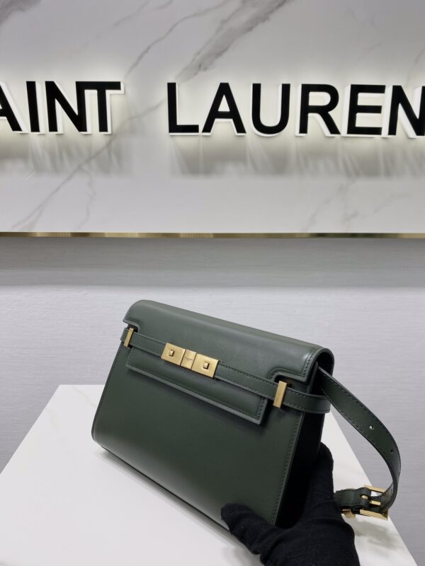 YSL Women Manhattan Baguette Box Large Leather Bag - Green 15019 - Image 5