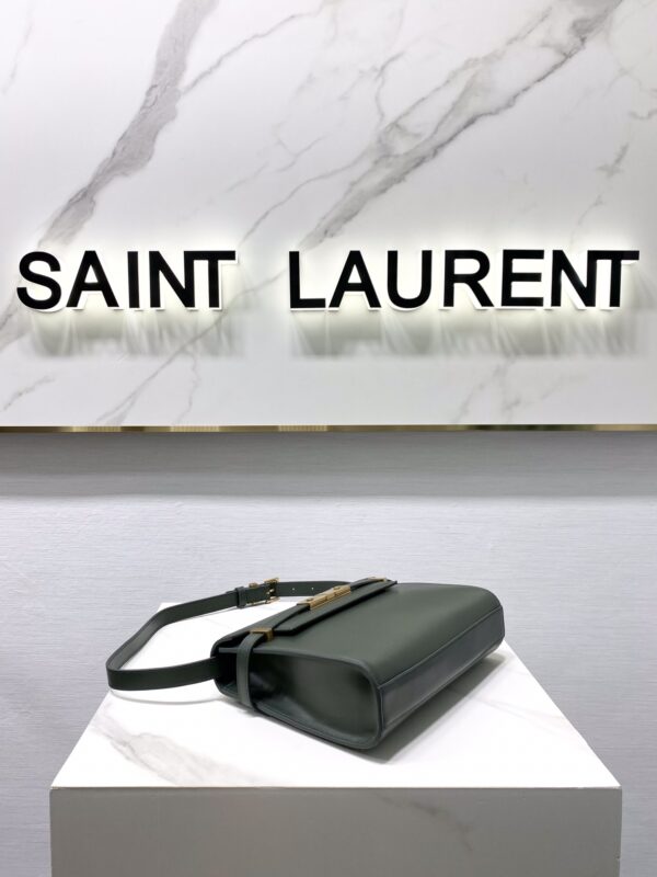 YSL Women Manhattan Baguette Box Large Leather Bag - Green 15019 - Image 3