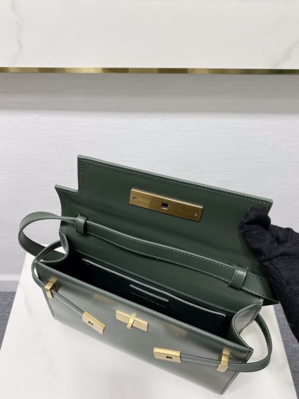 YSL Women Manhattan Baguette Box Large Leather Bag - Green 15019 - Image 4