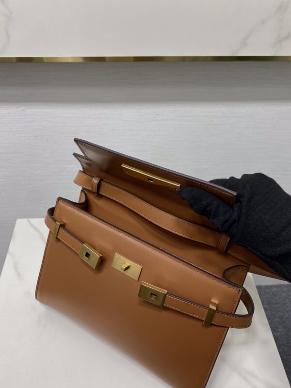 YSL Women Manhattan Baguette Box Small Leather Bag - Brown 58735 - Image 3