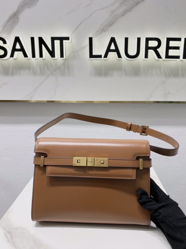 YSL Women Manhattan Baguette Box Small Leather Bag - Brown 58735 - Image 2