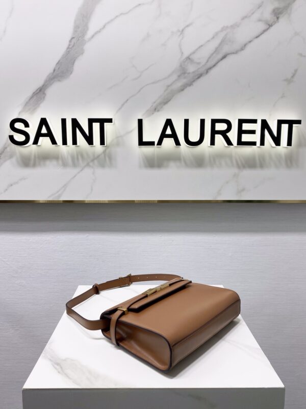 YSL Women Manhattan Baguette Box Small Leather Bag - Brown 58735 - Image 4