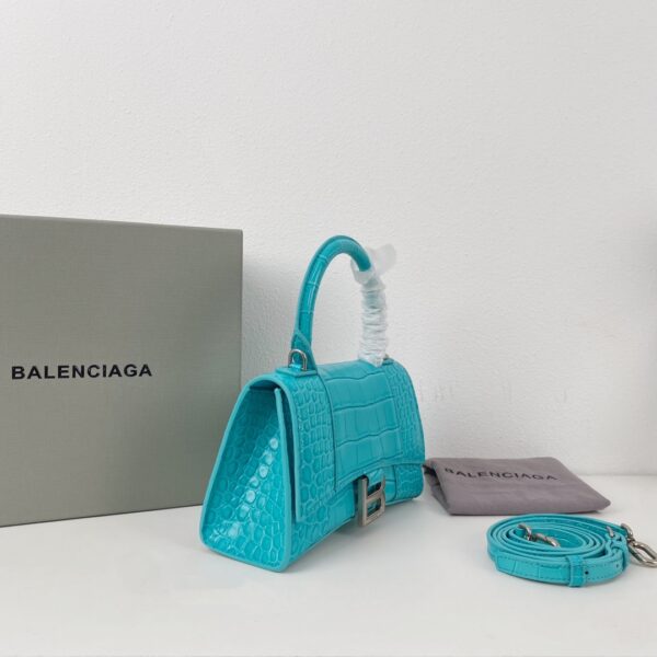Balenciaga Crocodile Small Hourglass Bag - Blue 41093 - Image 4