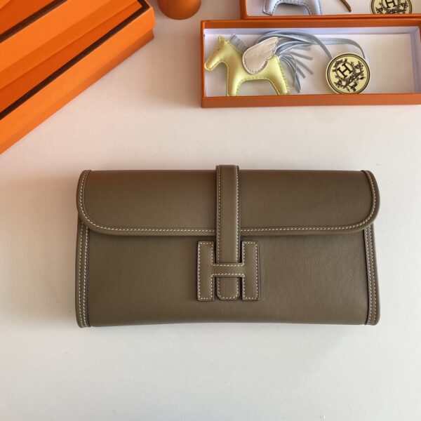 Hermes Jige Elan Clutch - Elephant Gray 74191 - Image 5