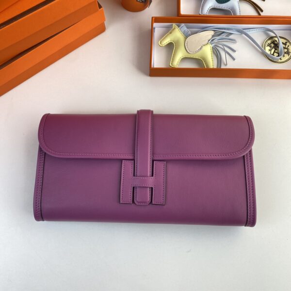 Hermes Jige Elan Clutch - Purple 89318 - Image 5