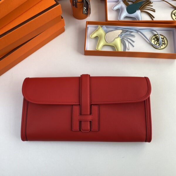 Hermes Jige Elan Clutch - Red 50859 - Image 5