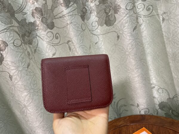 Hermes Kangkang Slim Wallet - Maroon 77075 - Image 5