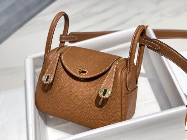 Hermes Mini Lindy Handbags - Golden Brown 19142 - Image 3
