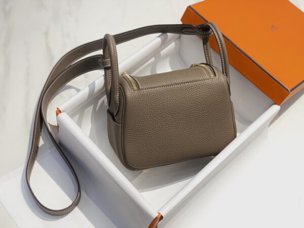 Hermes Mini Lindy Handbags - Elephant Gray 77294 - Image 5