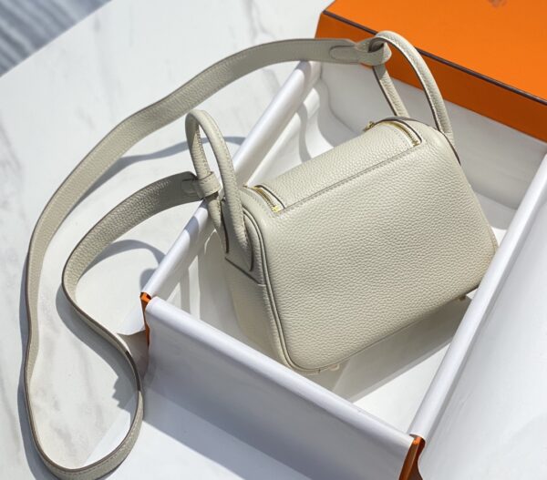 Hermes Mini Lindy Handbags - Wool White 93346 - Image 5
