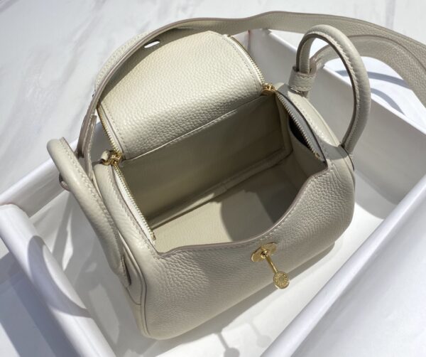 Hermes Mini Lindy Handbags - Wool White 93346 - Image 2