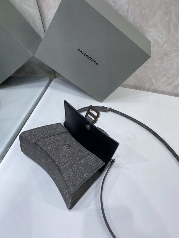 Balenciaga  Heavy-Hitting Small Hourglass Bag - Shimmery Black 70457 - Image 2