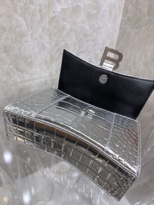 Balenciaga Heavyweight Hourglass Small Bag - Shimmery Silver 80556 - Image 3