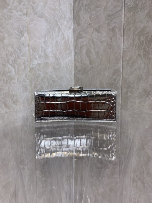 Balenciaga Heavyweight Hourglass Small Bag - Shimmery Silver 80556 - Image 4