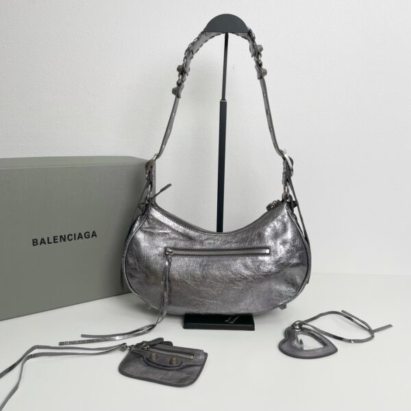 Balenciaga Le Cagole Half-Moon Large Armpit Dumpling Bag - Silver 81314 - Image 5