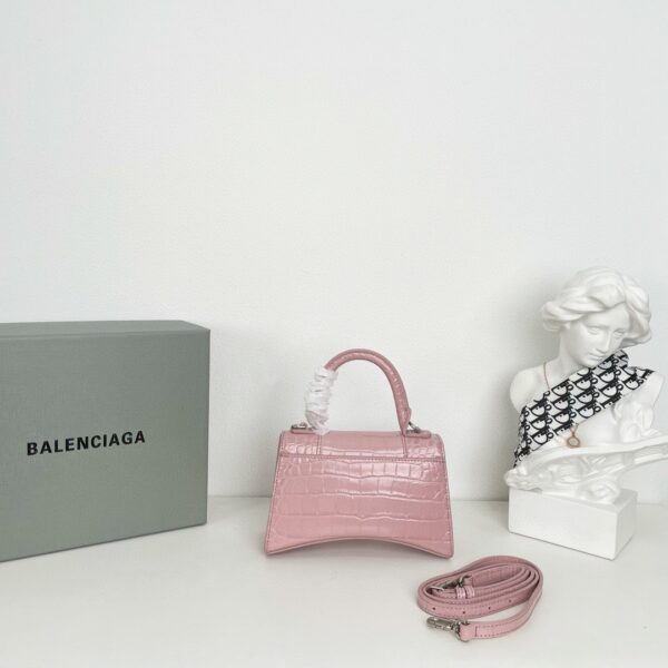 Balenciaga Crocodile Small Hourglass Bag - Pink 42225 - Image 3