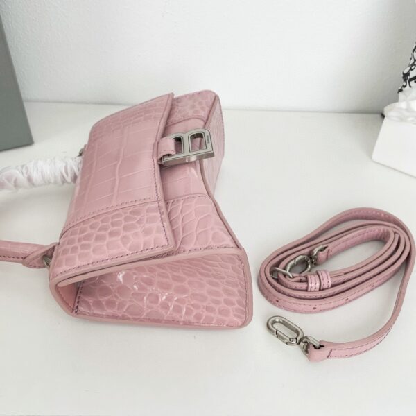 Balenciaga Crocodile Small Hourglass Bag - Pink 42225 - Image 4