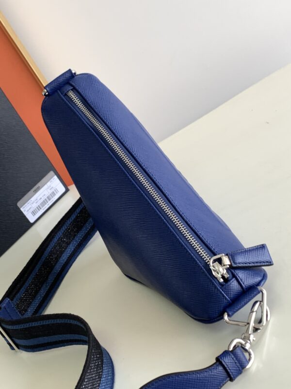 Prada Embroidered Webbing Triangle Bag - Blue 53127 - Image 3