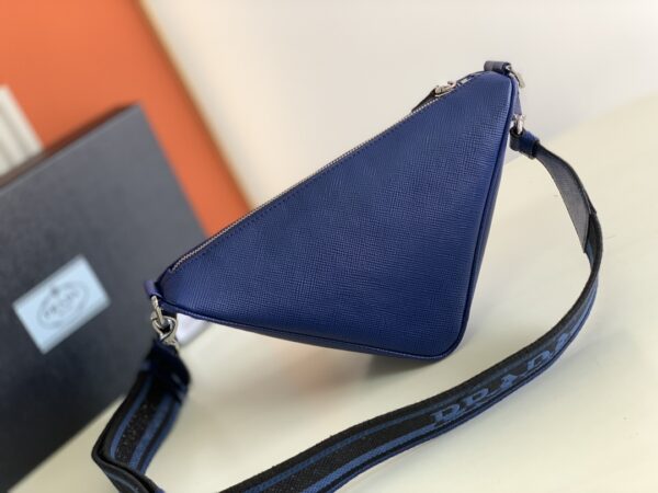 Prada Embroidered Webbing Triangle Bag - Blue 53127 - Image 4