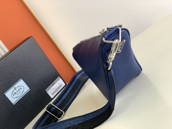Prada Embroidered Webbing Triangle Bag - Blue 53127 - Image 5
