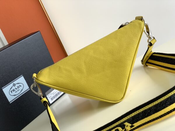 Prada Embroidered Webbing Triangle Bag - Yellow 45837 - Image 4