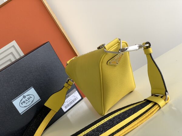 Prada Embroidered Webbing Triangle Bag - Yellow 45837 - Image 5