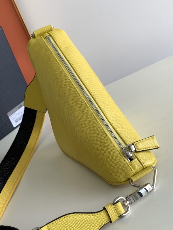 Prada Embroidered Webbing Triangle Bag - Yellow 45837 - Image 3
