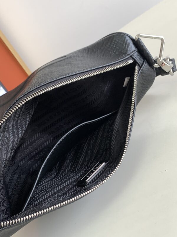 Prada Embroidered Webbing Triangle Bag - Black 25352 - Image 2