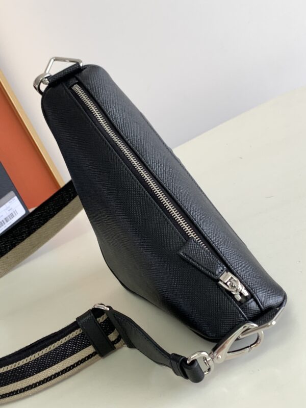Prada Embroidered Webbing Triangle Bag - Black 25352 - Image 3